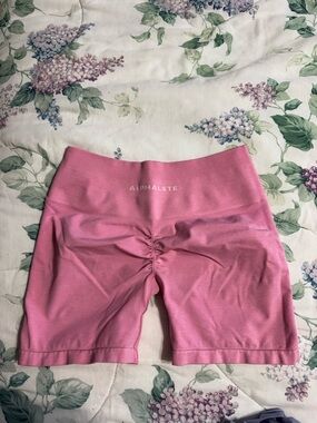 Alphalete Pink Scrunch-Back Bike Shorts